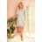 319-2 HANNAH chiffon dress with a neckline at the back - beige and blue boho pattern