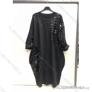 Šaty klasik elegantní dlouhý rukáv dámské oversize (S/M/L ONE SIZE) ITALSKÁ MÓDA IMWD20460