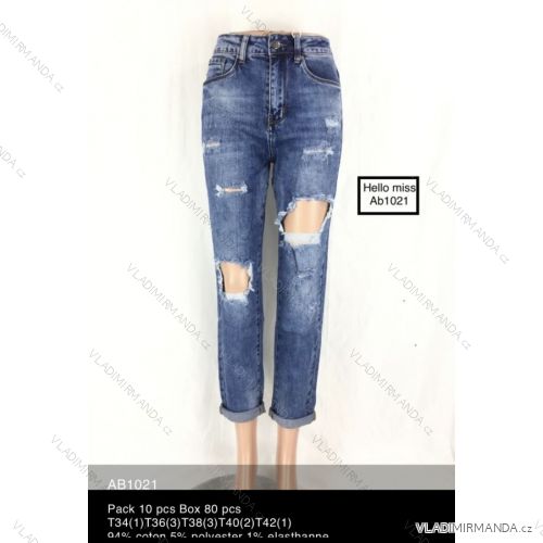 Rifle jeans dlhé trhané dámske (34-42) HELLO MISS MA520AB1021