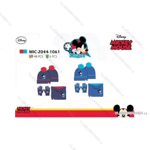 Set čiapky, nákrčníku a rukavíc detské chlapčenské aj dievčenské mickey mouse (one size) SETINO MIC-2044-1061