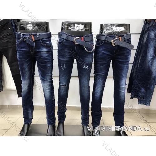 Rifle jeans dlhé s pásikom pánske (M-3XL/30-38) JEANS JWA20162