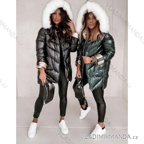 Bunda / kabát zimné s kapucňou a kožušinkou dámska (S / M / L ONE SIZE) TALIANSKÁ MÓDA IMWD20731