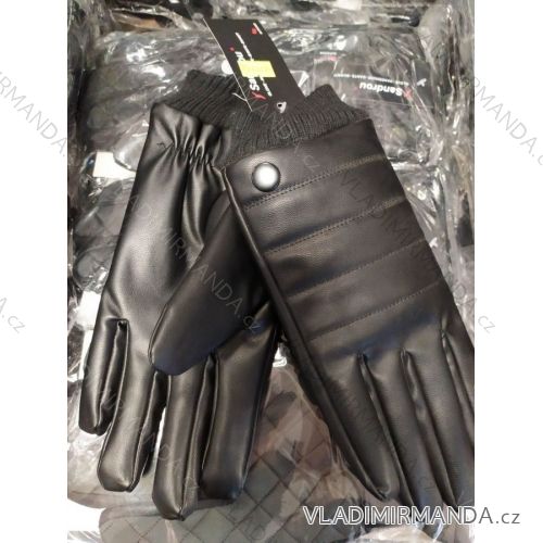 Rukavice koženkové prstové teplé pánske (ONE SIZE) Sandru SAN20004