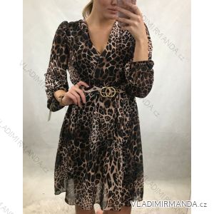 Šaty elegantné dlhý rukáv dámske leopard (UNI S /M) TALIANSKÁ MÓDA IMWA20609