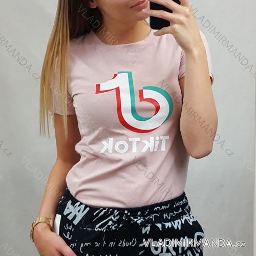 Tričko krátky rukáv dámske tik tok (uni s / l) TALIANSKÁ MÓDA IM420851 S/L one size biela