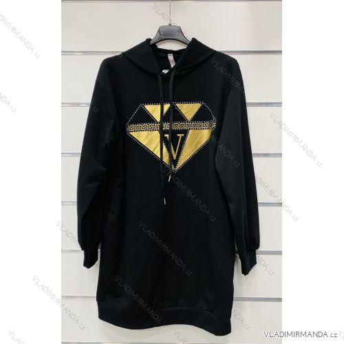 Šaty mikinové bavlnené dlhý rukáv dámske (S / M ONE SIZE) TALIANSKÁ MÓDA IMWK21059