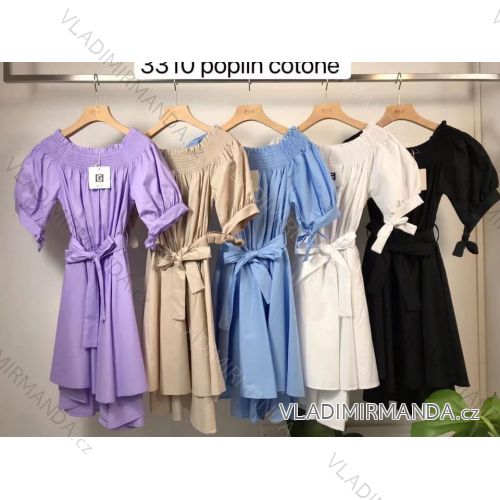 Šaty elegantné krátky rukáv dámske (S / M ONE SIZE) TALIANSKÁ MÓDA IMM21234