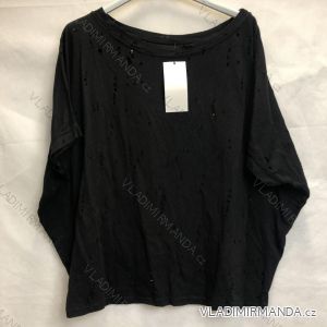 Tričko crop top krátky rukáv dierkovanie dámske  (M/ XL oversize) TALIANSKÁ MÓDA IM521201