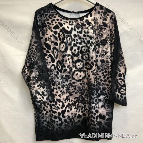 Tunika tričko dlhý rukáv leopardí vzor dámska nadrozmerná (xl/3xl) TURECKÁ MÓDA TME20129