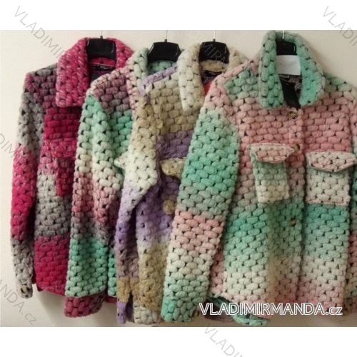 Kabát vlnený krátký jarný dlouhý rukáv dámský (S/L ONE SIZE) ITALSKÁ MÓDA IMM21239 vzor-2 S/L one size
