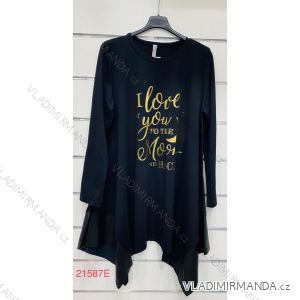 Šaty dlhý rukáv dámske nadrozmerné (L / XL / 2XL ONE SIZE) TALIANSKÁ MÓDA IMWK21159A