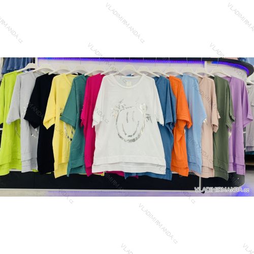 Tričko tunika krátky rukáv dámske (S / M / L ONE SIZE) TALIANSKÁ MÓDA IMWD211287