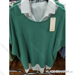 Sveter so všitou košeľou dlhý rukáv dámske (S / M / L ONE SIZE) TALIANSKÁ MÓDA IMP21043