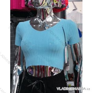 Tričko crop top krátký rukáv dámské (S/M ONE SIZE) ITALSKÁ MÓDA IMWD211998