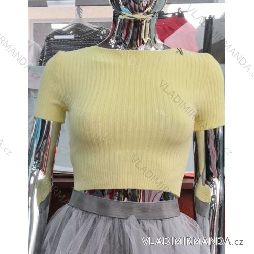 Tričko crop top krátký rukáv dámské (S/M ONE SIZE) ITALSKÁ MÓDA IMWD211999