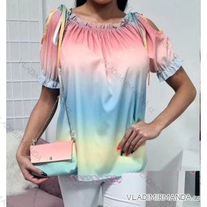 Halenka elegantní krátký rukáv s kabelkou dámská (S/M ONE SIZE) ITALSKÁ MÓDA IMWY21RAINBOW