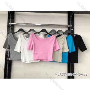 Tričko crop top krátky rukáv dámske (S / M ONE SIZE) TALIANSKÁ MÓDA IMR21313