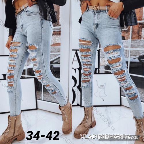 Rifle jeans trhané dlhé vysoký pás dámske (XS-M) DAYSIE DSY212667