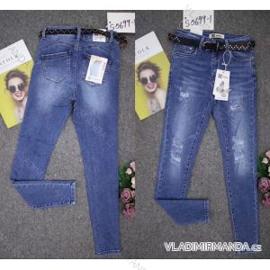 Kalhoty rifle jeans s páskem dlouhé trhané dámské (XS-XL) M.SARA MRS21S5699-1