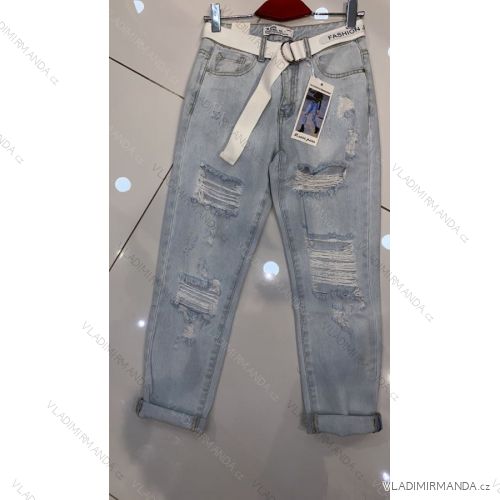 Nohavice rifle jeans s opaskom dlhé trhané dámske (XS-XL) M.SARA MRS213717