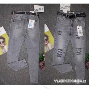 Nohavice rifle jeans s opaskom dlhé trhané dámske (XS-XL) M.SARA MRS21S5699-B