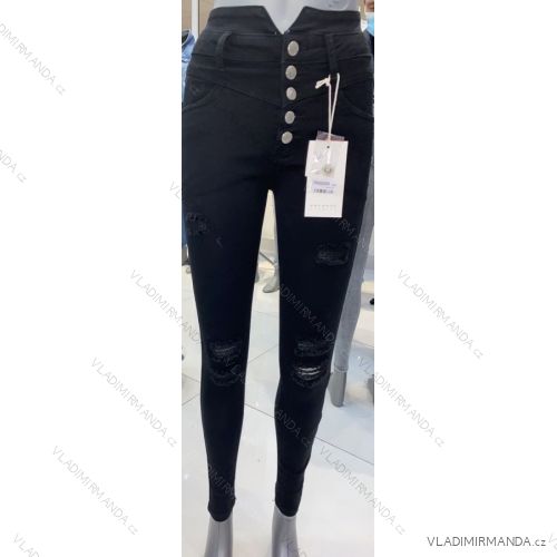 Nohavice rifle jeans s vysokým pásom dlhé trhané dámske (XS-XL) M.SARA MRS213721