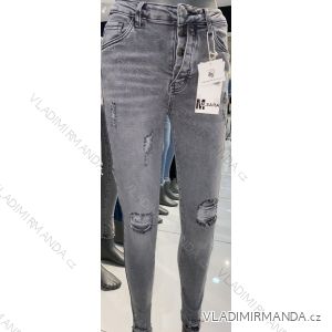 Nohavice rifle jeans s vysokým pásom dlhé trhané dámske (XS-XL) M.SARA MRS213724