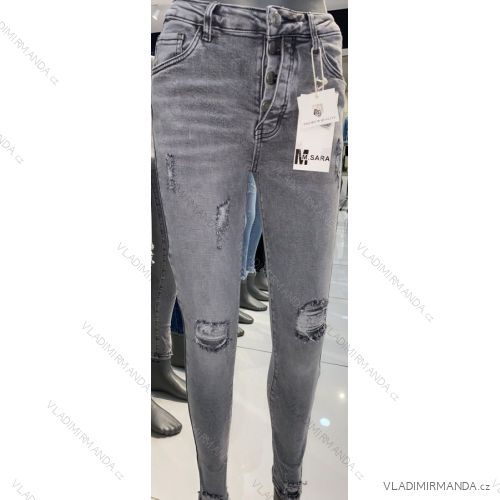 Nohavice rifle jeans s vysokým pásom dlhé trhané dámske (XS-XL) M.SARA MRS213724