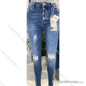 Nohavice rifle jeans s vysokým pásom dlhé trhané dámske (XS-XL) M.SARA MRS213725