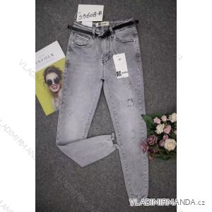 Nohavice rifle jeans s opaskom dlhé trhané dámske (XS-XL) M.SARA MRS21S5608-B