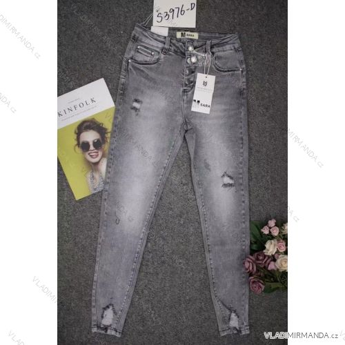 Nohavice rifle jeans s vysokým pásom dlhé trhané dámske (XS-XL) M.SARA MRS21S3976-D