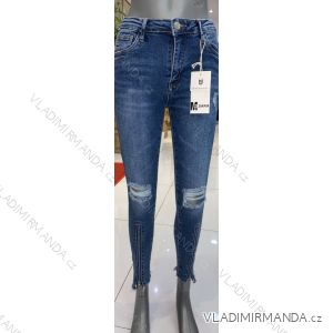 Nohavice rifle jeans s vysokým pásom dlhé trhané dámske (XS-XL) M.SARA MRS213727