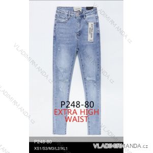 Nohavice rifle jeans s vysokým pásom dlhé trhané dámske (XS-XL) LAURIA LAU21P248-80