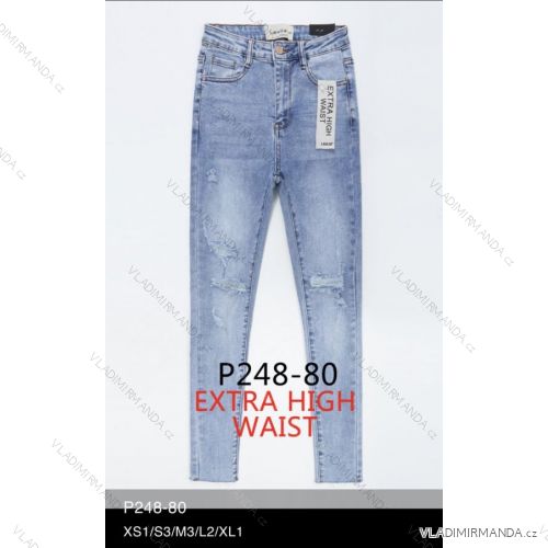 Nohavice rifle jeans s vysokým pásom dlhé trhané dámske (XS-XL) LAURIA LAU21P248-80