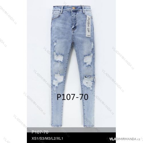 Nohavice rifle jeans push up s vysokým pásom dlhé trhané dámske (XS-XL) LAURIA LAU21P107-70