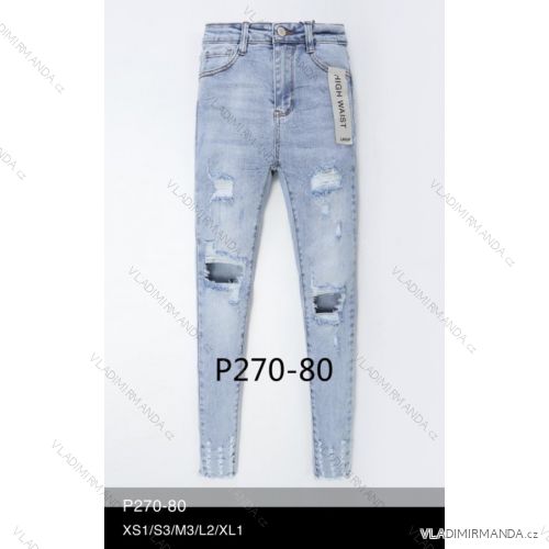 Nohavice rifle jeans s vysokým pásom dlhé trhané dámske (XS-XL) LAURIA LAU21P270-80