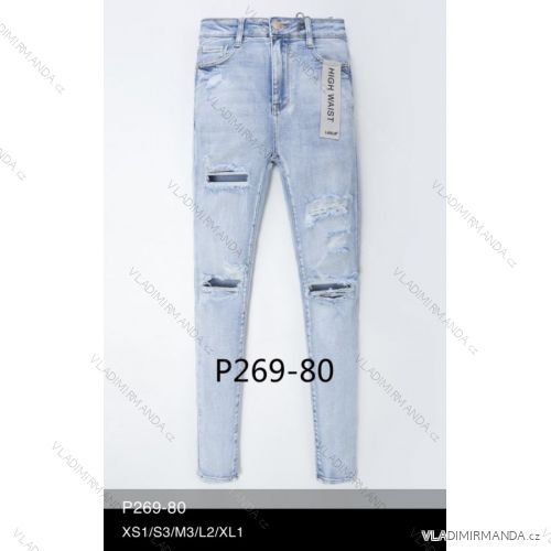 Nohavice rifle jeans s vysokým pásom dlhé trhané dámske (XS-XL) LAURIA LAU21P269-80