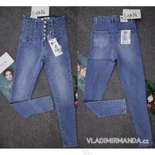 Nohavice rifle jeans s vysokým pásom dlhé dámske (XS-XL) M.SARA MRS21S5707G