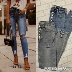 Nohavice rifle jeans s vysokým pásom dlhé trhané dámske (XS-M) CATHY JEANS CAT21001