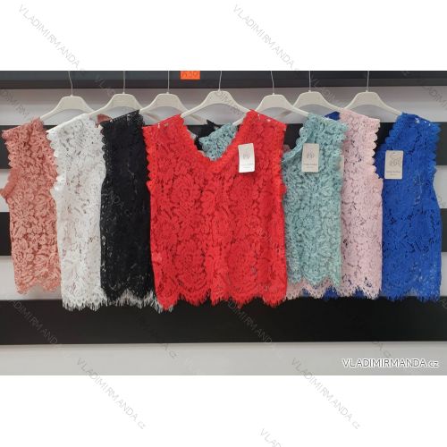 Top tunika letná čipkovaný bez rukávov dámsky (S / M ONE SIZE) TALIANSKÁ MÓDA IMWA21277