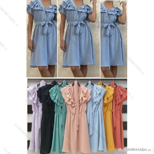 Šaty letné košeľové krátky rukáv dámske (S / M ONE SIZE) TALIANSKÁ MÓDA IMWA21309