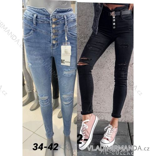 Nohavice rifle jeans s vysokým pásom dlhé dámske (34-42) M.SARA MSR213233