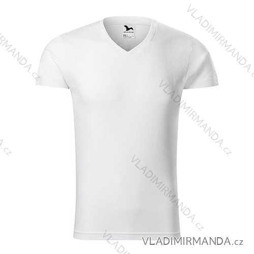 Slim Fit V-neck tričko pánske biela M ADR-1460014