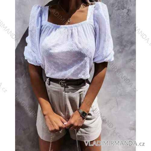 Tričko čipkované krátky rukáv dámske (S / M ONE SIZE) TALIANSKÁ MÓDA IMWE21135