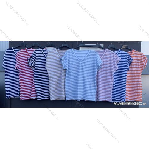 Tričko krátky rukáv dámske prúžok (S / M ONE SIZE) TALIANSKÁ MÓDA IMWM214042