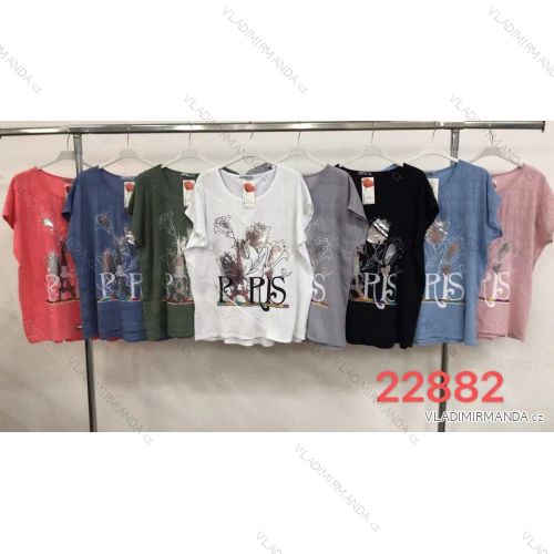 Tunika bavlnená krátky rukáv dámska nadrozměr (XL / XXL ONE SIZE) TALIANSKÁ MÓDA IMWT21069