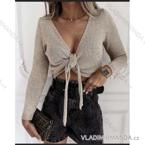Top pletený zaväzovacie letné dlhý rukáv dámsky (S / M ONE SIZE) TALIANSKÁ MÓDA IMWA215029