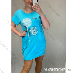 Šaty letné krátky rukáv dámske (2XL / 3XL ONE SIZE) TALIANSKÁ MÓDA IMN21009/DR