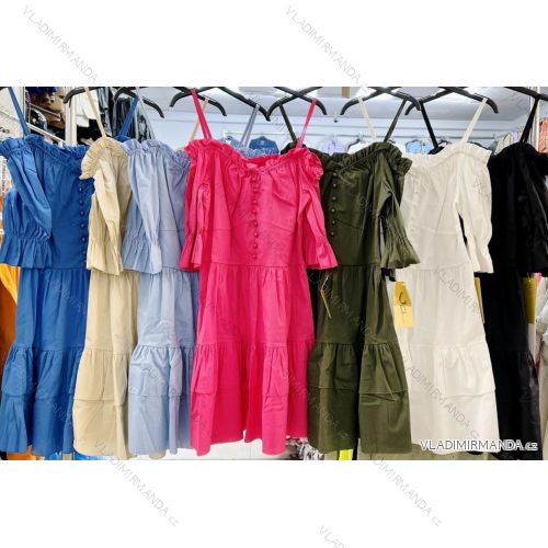 Šaty letné na ramienka dámske (S / M ONE SIZE) TALIANSKÁ MÓDA IMWA215908