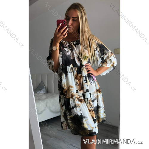 Šaty letné 3/4 dlhý rukáv dámske (uni xl / 2xl) TALIANSKÁ MÓDA IM821014